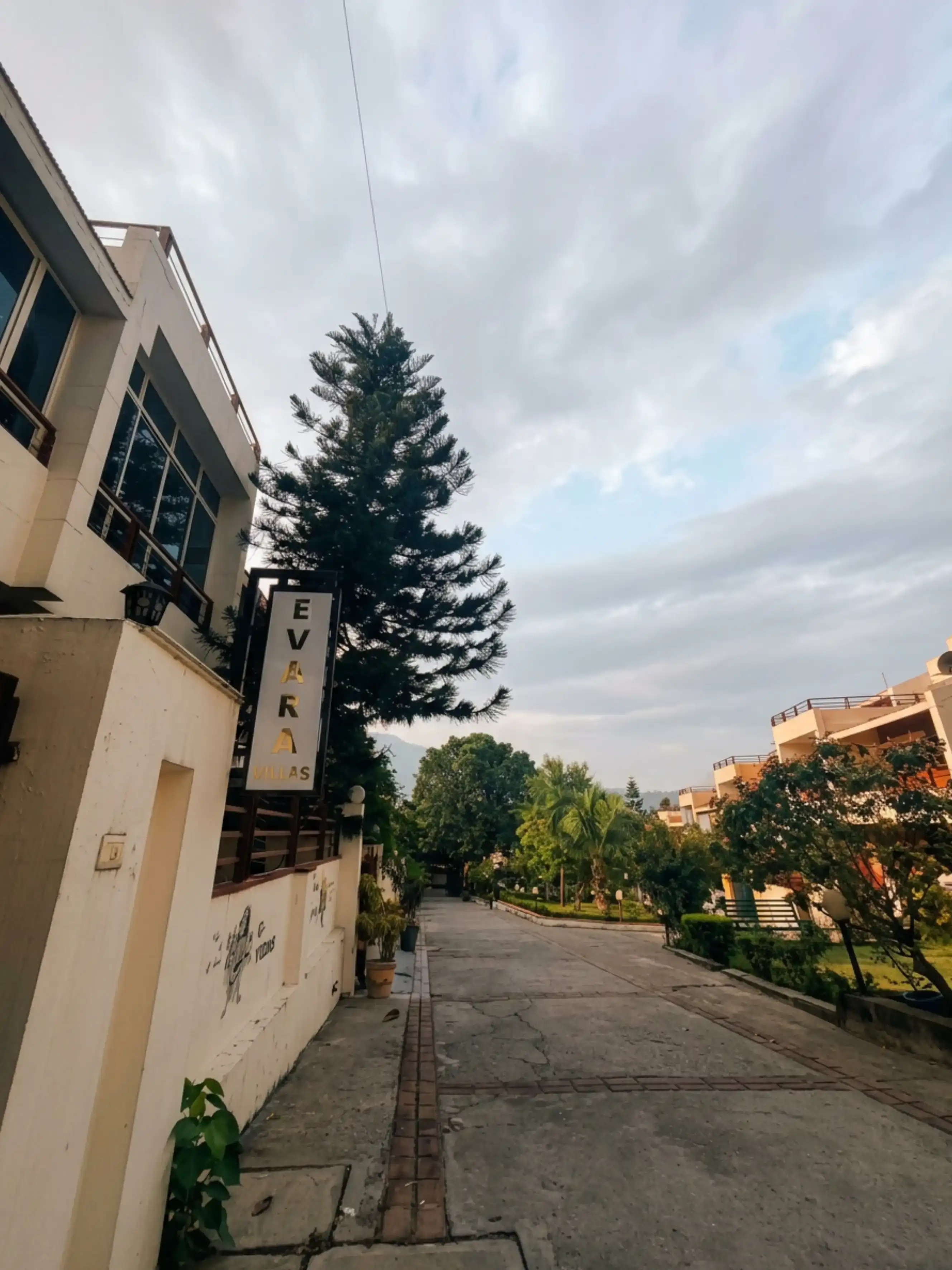 Evara Villas entrance and landscaped driveway